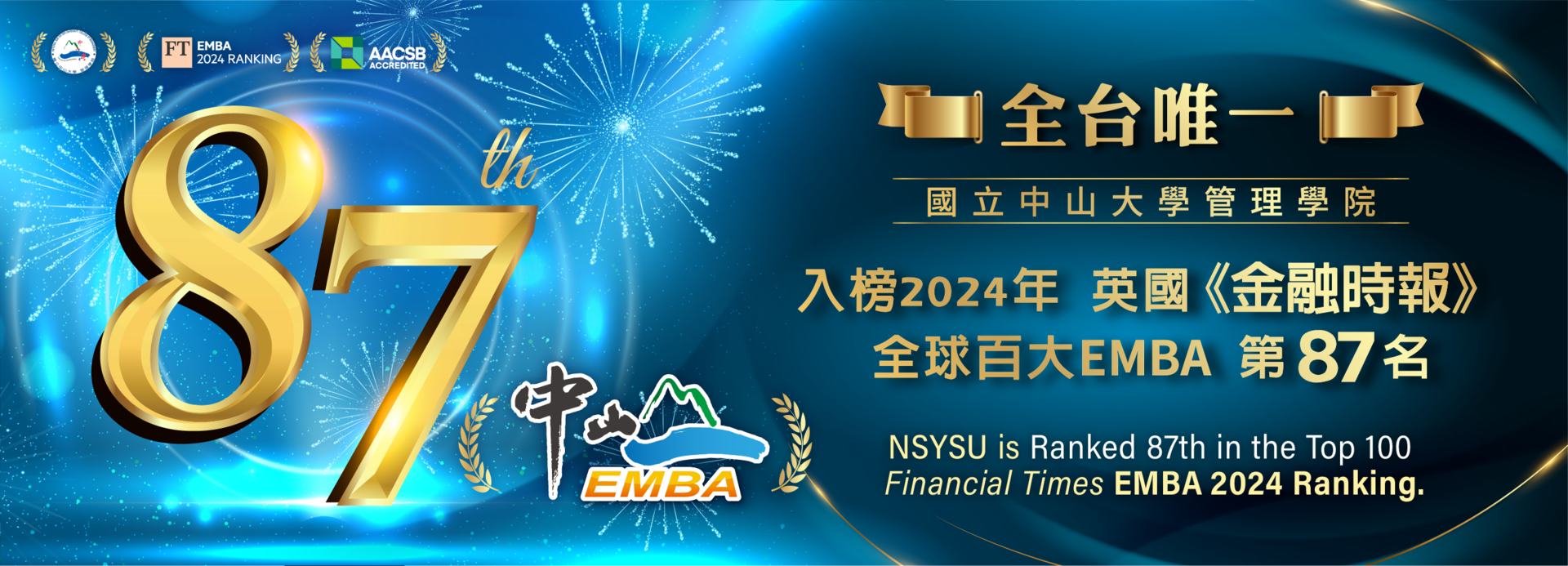 [CM Honored] The Only EMBA Program in Taiwan Ranked Among FT Global Top 100 for 2024Image