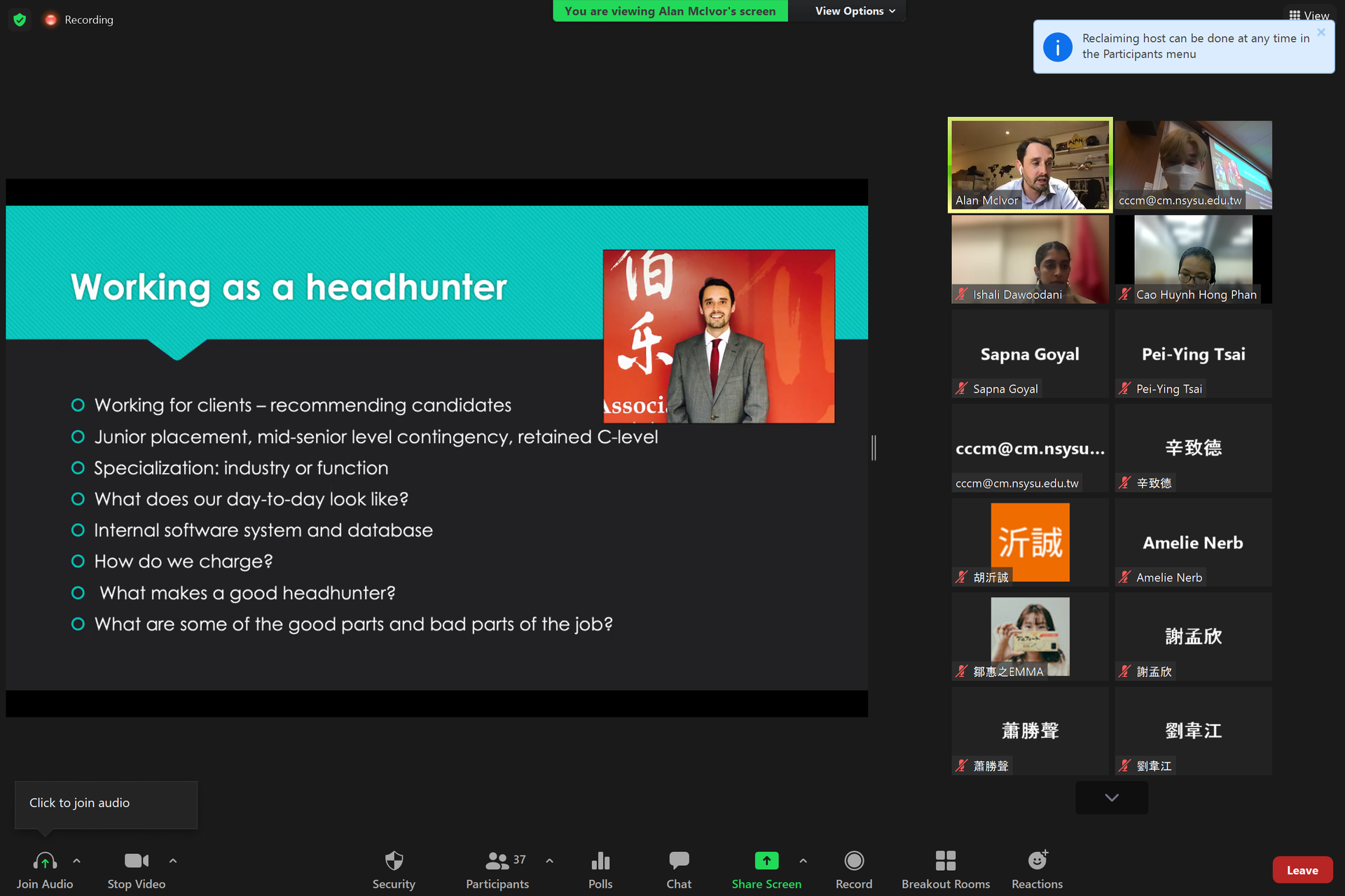 working as a headhunterImage