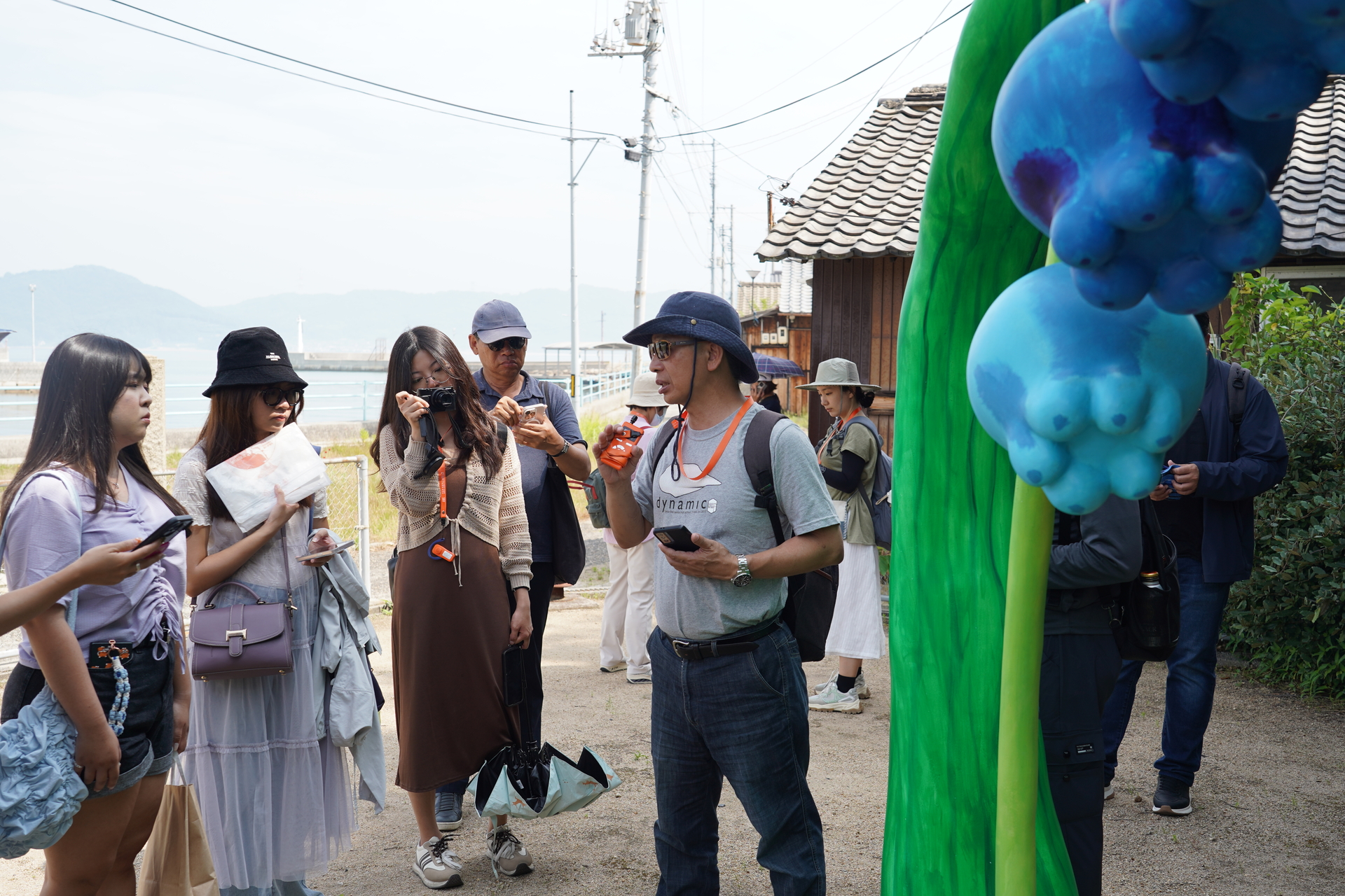 中山公事所郭瑞坤教授解說犬島上的藝術品「Flower Fairy Dancers」圖片