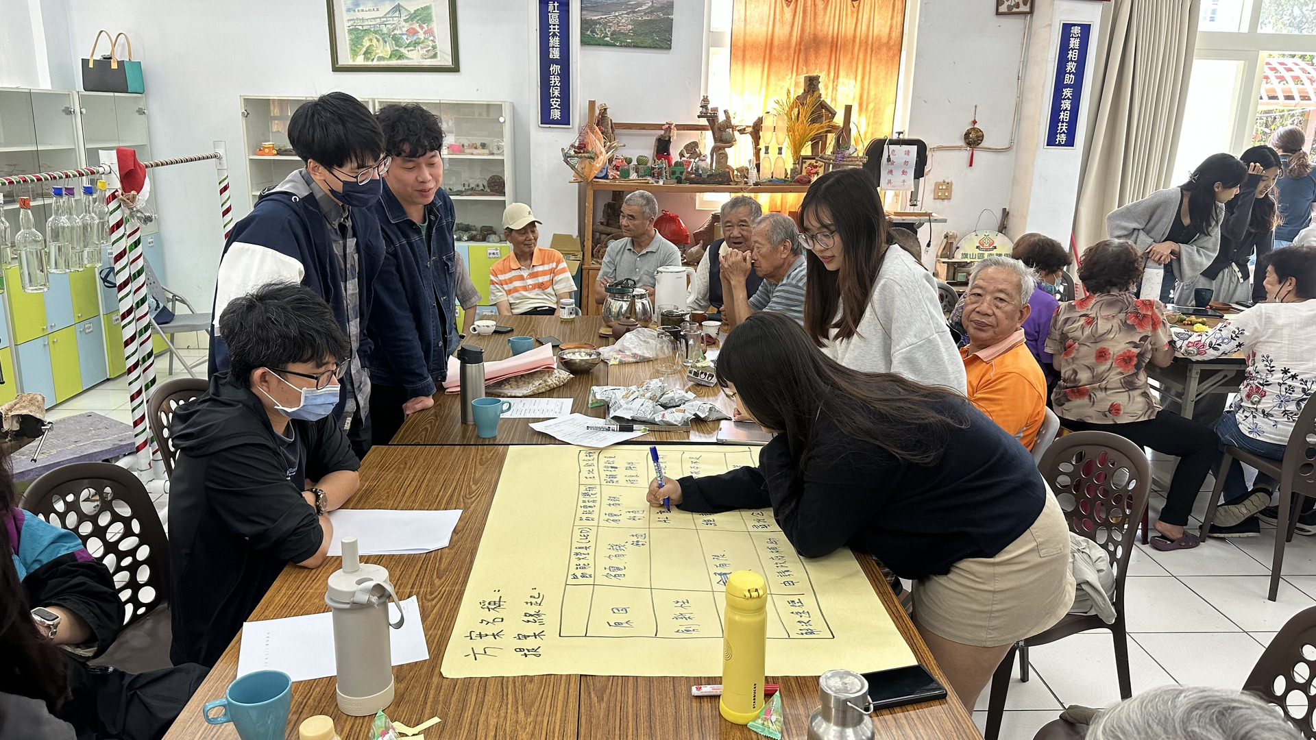 學生協助收攏討論結果，利用表格化呈現社區需求。圖片