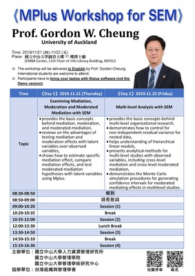 【人管所】MPlus Workshop for SEM（11/21-22）圖片