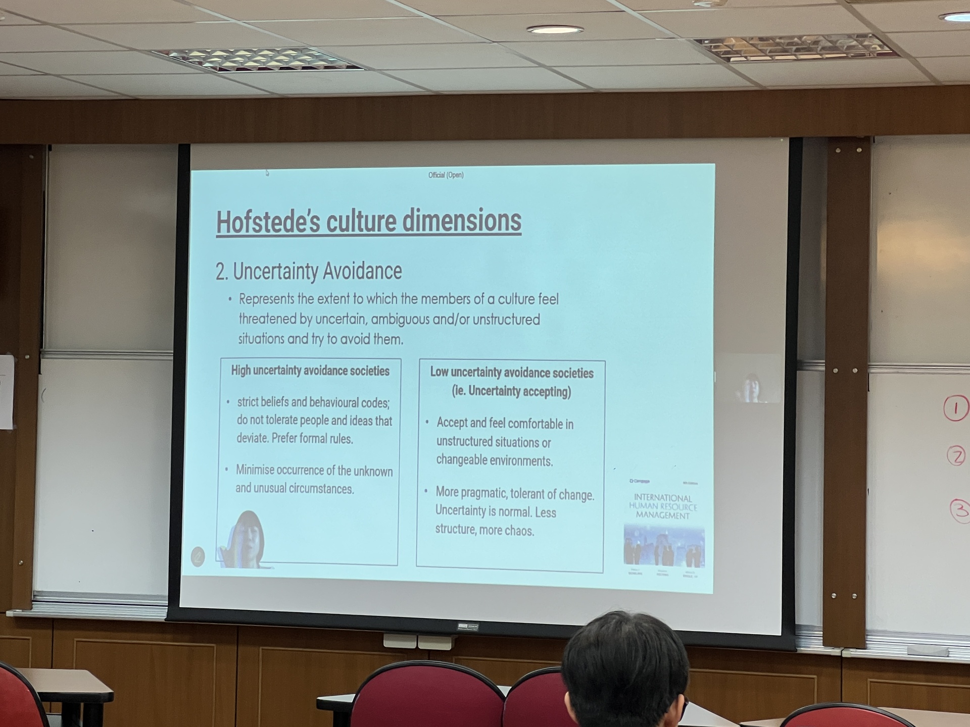 Singapore Polytechnic lecturer introducing Hofstede’s cultural dimensionsImage