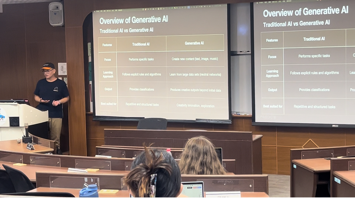 朱宜振先生向同學們說明傳統AI與生成是AI的區別圖片