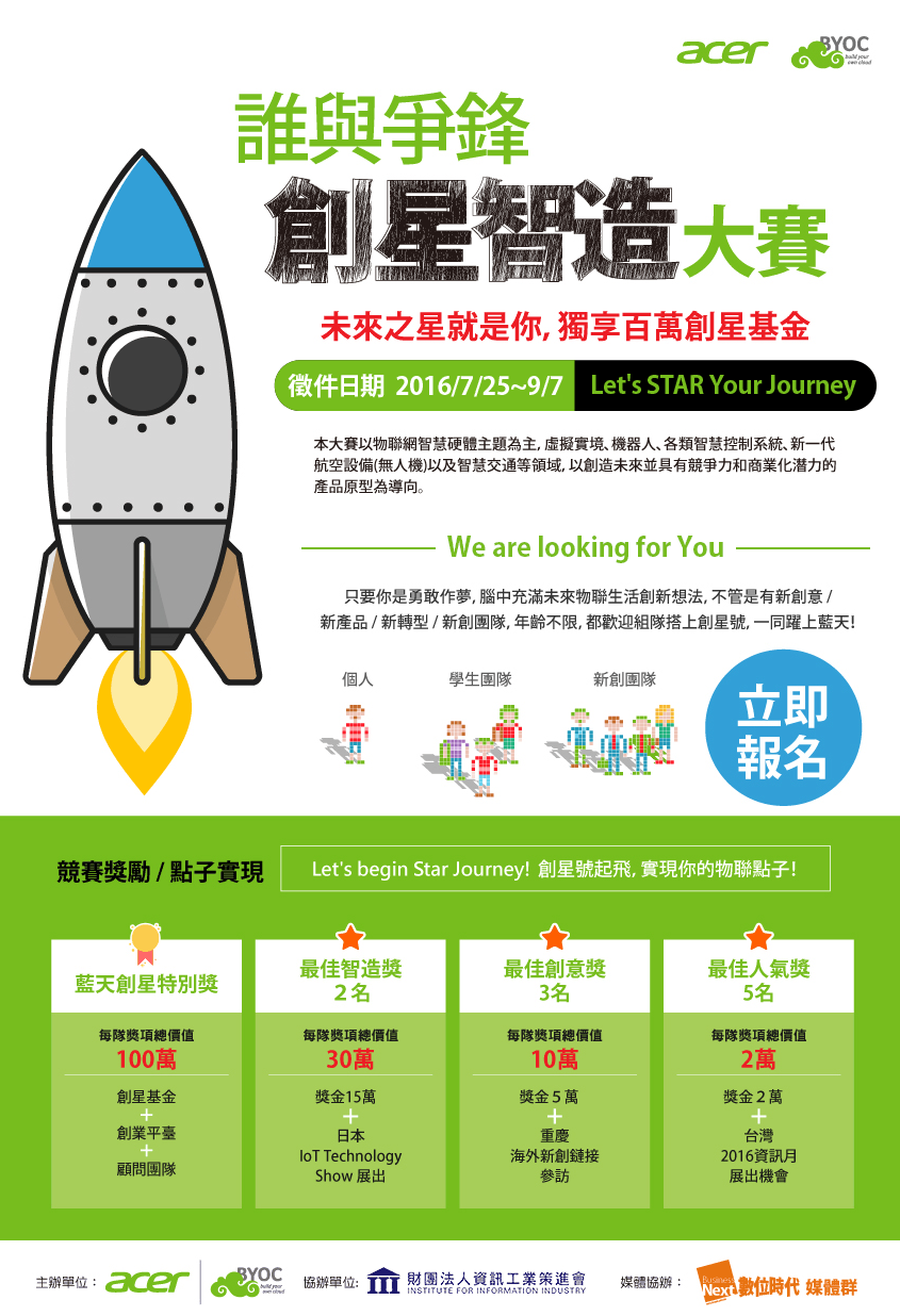 2016 Acer 「誰與爭鋒，創星製造大賽」(9/7截止)圖片