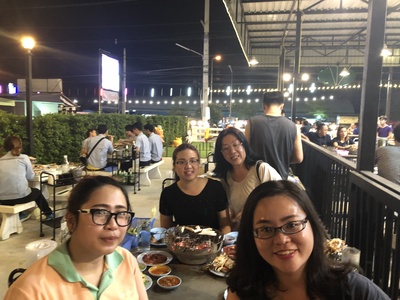 Yu-Ya Chiu (right) hanging out with local friends after workImage
