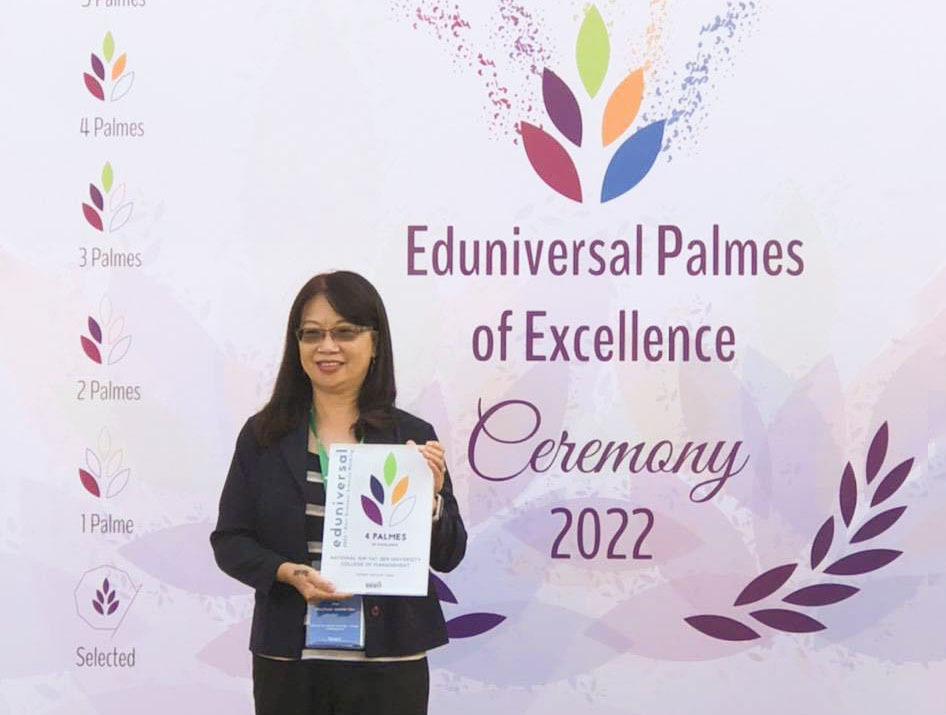 國立中山大學管理學院葉淑娟院長出席Eduniversal第15屆世界年會，中山管院為榮獲四棕櫚葉(4 palm league)之商學院。圖片