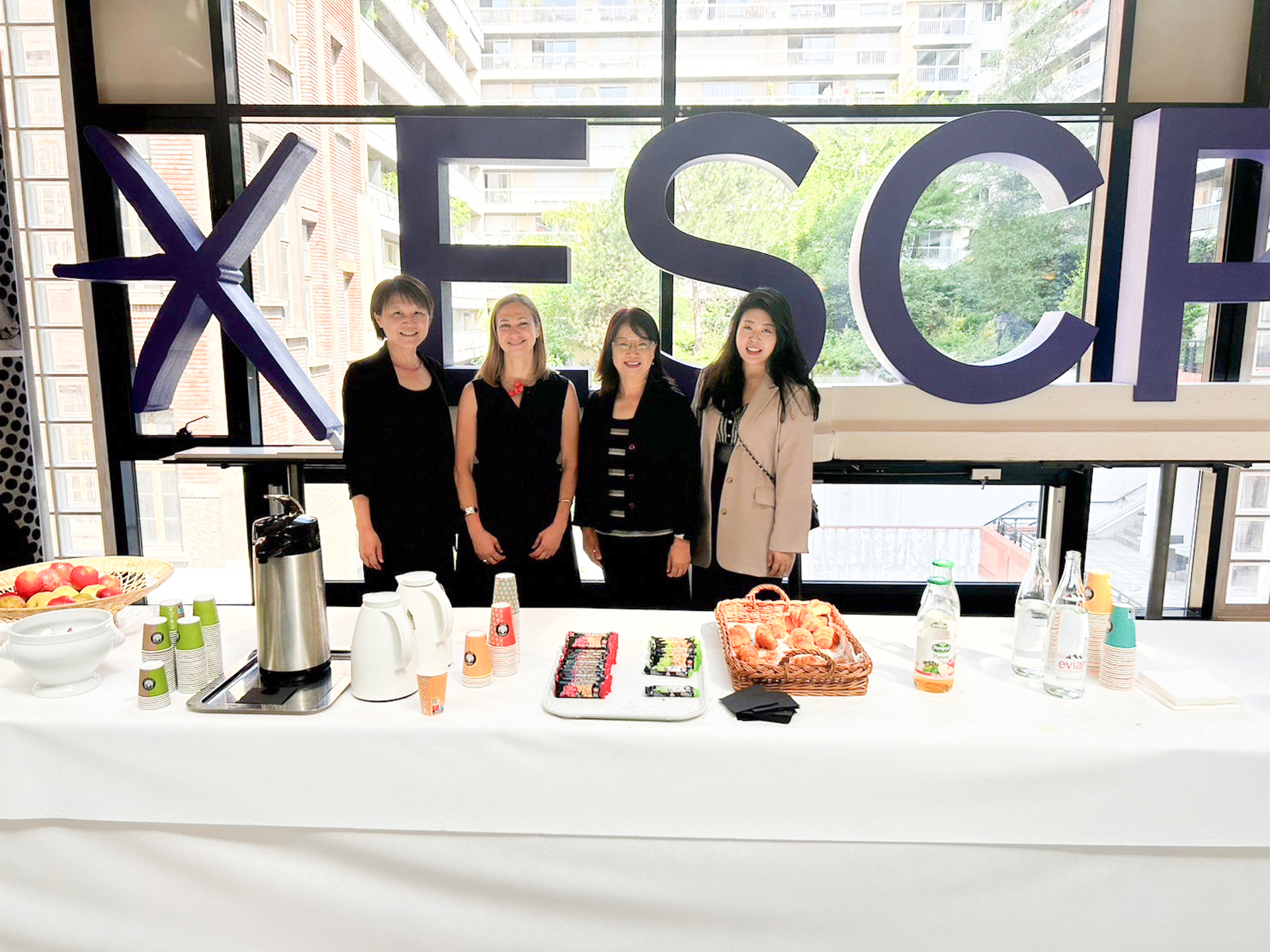 Tea and snacks were provided by ESCP for the exam-takers to enjoy. A group photo of the visiting team with Ms. Marina Lecomte, Director of the International Office of ESCP.Image
