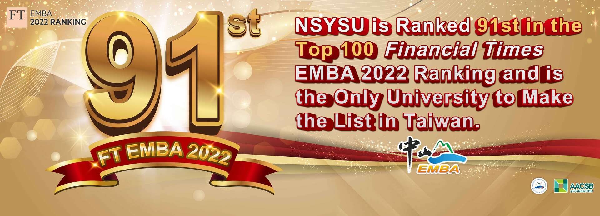 College Honors The Financial Times Global EMBA Ranking - The only EMBA in Taiwan to be ranked in the Top 100!