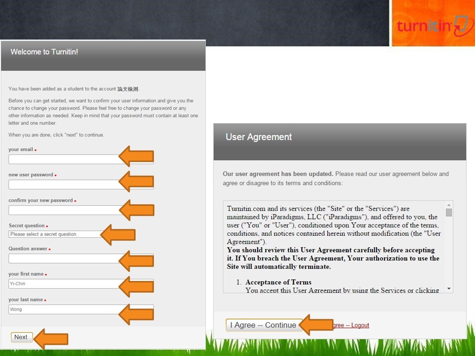 free turnitin account and password
