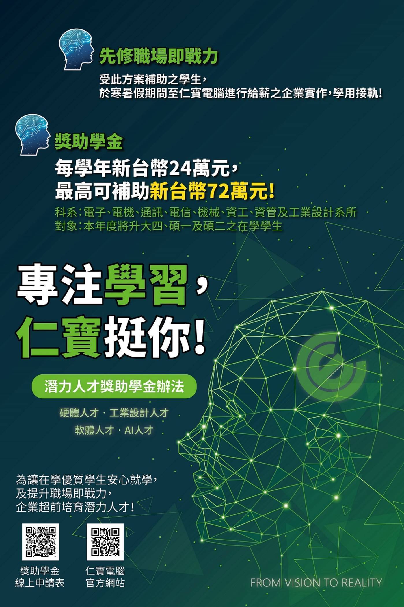 仁寶電腦潛力人才獎助學金